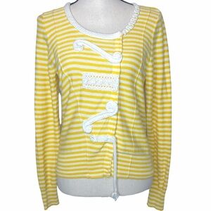 Anthropologie Sparrow Loose Lines Striped Yellow & White Sweater Women’s Large